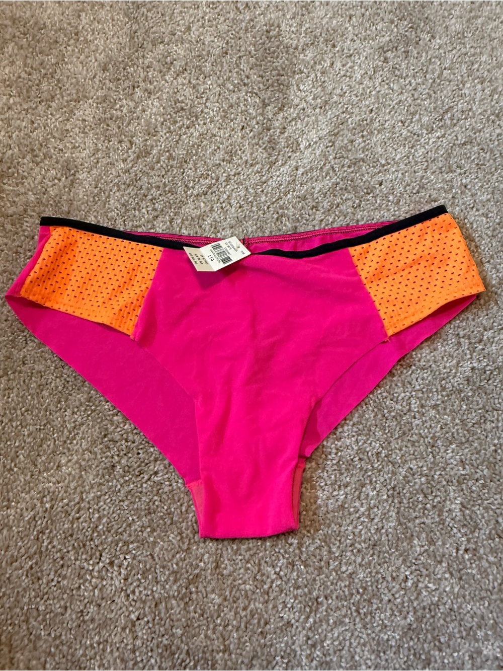 Victoria's Secret Hot Pink Hipster Panties with Orange Panels Size Large
